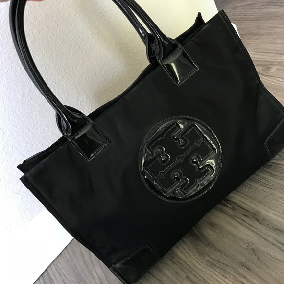 tory burch black ella tote